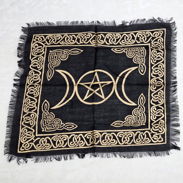 Altar Cloth - Gold Triple Moon - 18" x 18"