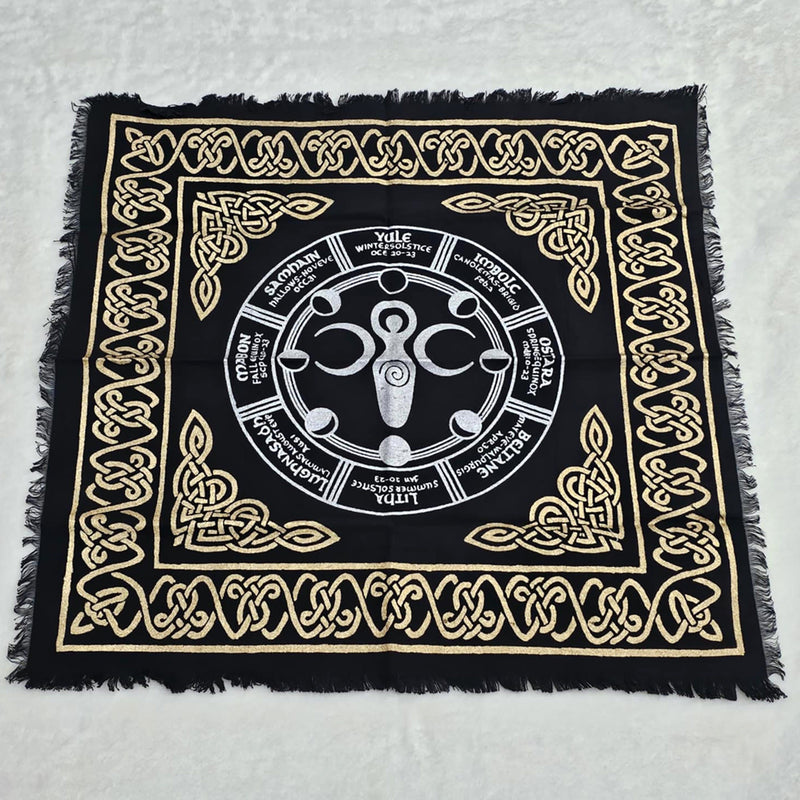 Altar Cloth - Wheel of the Year Triple Moon Goddess - 24" x 24"