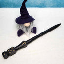 Baguette en bois, noire avec étoiles et lune, 15"