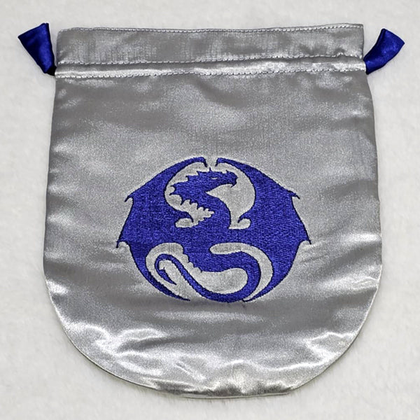 Silver Satin Dragon Tarot Bag