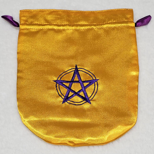 Yellow Satin Pentagram Tarot Bag