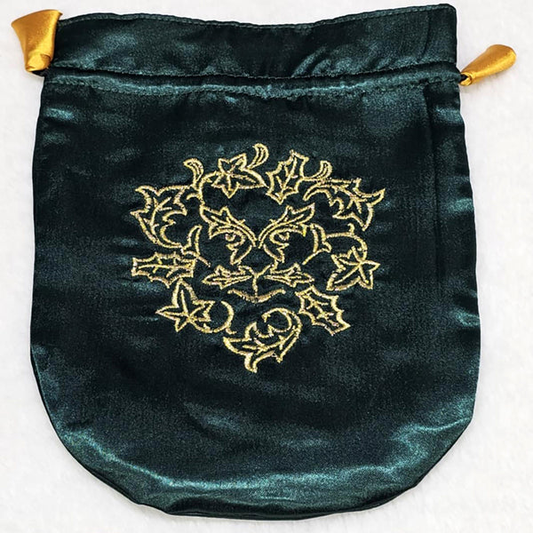 Green Satin Green Man Tarot Bag