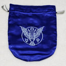 Sac de tarot hibou en satin bleu