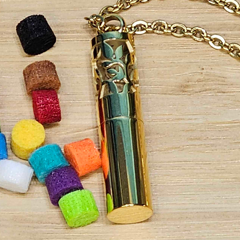 Pendant - Aromatherapy Tube - Gold Leaf