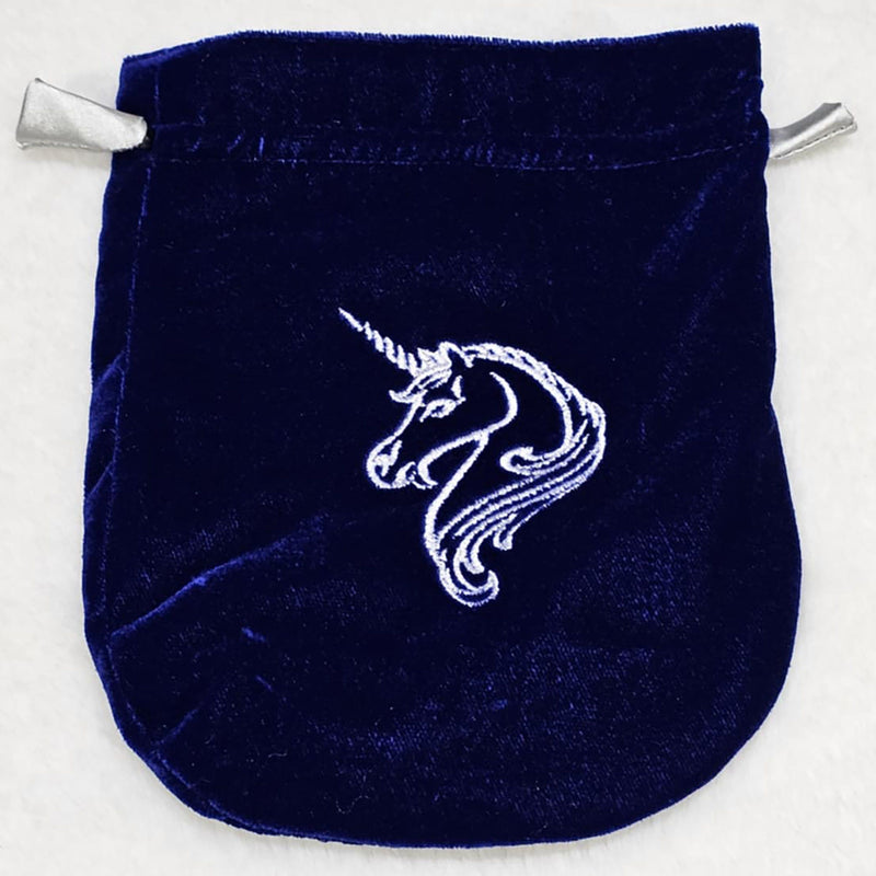 Sac de Tarot Licorne en Velours Bleu