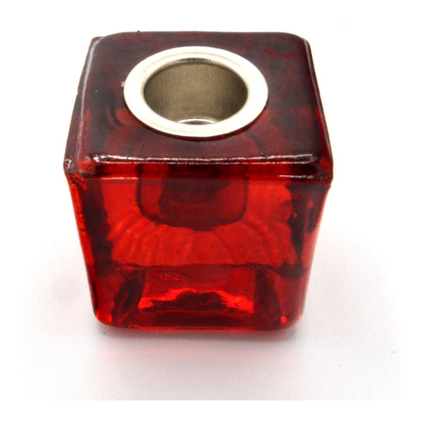 Mini/Ritual Candle Holder - Square Glass Red-Candles-Kheops-The Bat Witch Cavern
