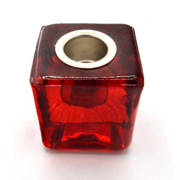 Mini/Ritual Candle Holder - Square Glass Red-Candles-Kheops-The Bat Witch Cavern