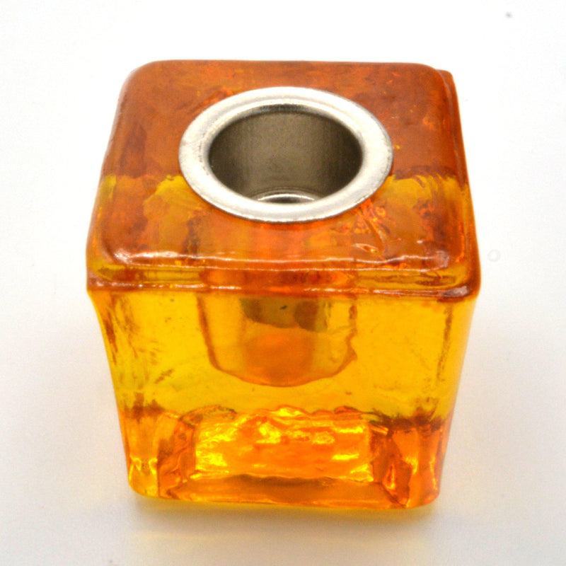 Mini/Ritual Candle Holder - Square Glass Yellow-Candles-Kheops-The Bat Witch Cavern