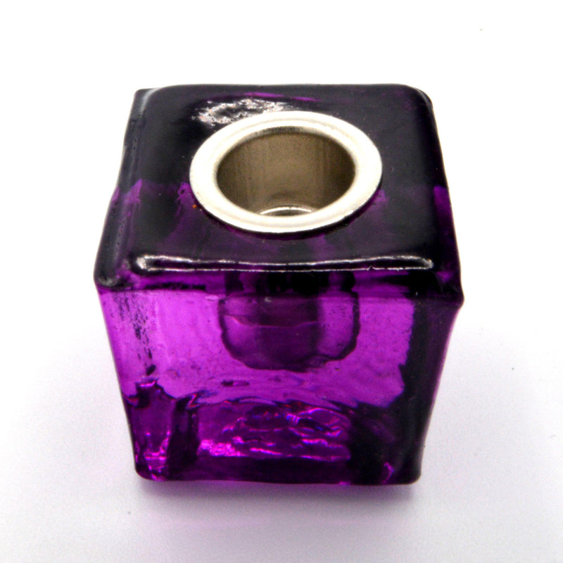 Mini/Ritual Candle Holder - Square Glass Dark Purple-Candles-Kheops-The Bat Witch Cavern