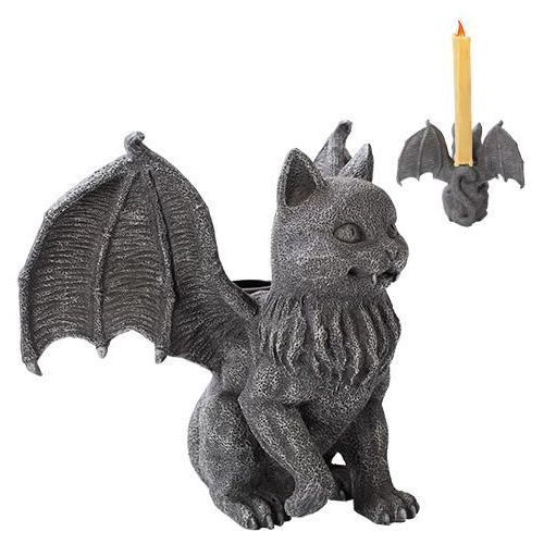 Candle Holder Vampire Cat Gargoyle-Home/Altar-Quanta Distribution Inc.-The Bat Witch Cavern
