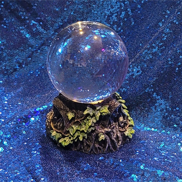 Grande boule de verre magique avec support triple déesse – Ronde de 11,4 cm.