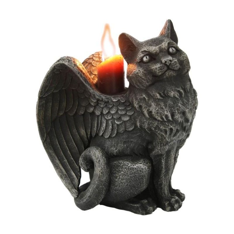 Angel Cat Candle Holder-Candles-Quanta Distribution Inc.-The Bat Witch Cavern