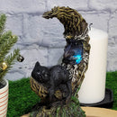 Statue Chat Noir sur Lune - LED Multicolore (8,34" de Hauteur)