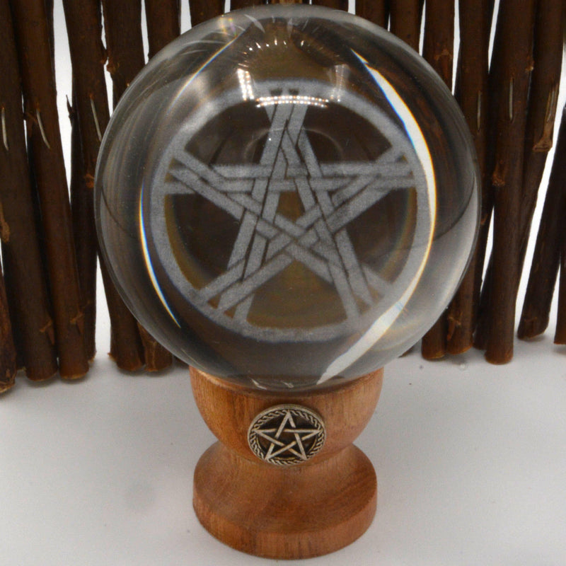 Sphere - Glass Etched Pentacle-Crystals/Stones-Kheops-The Bat Witch Cavern