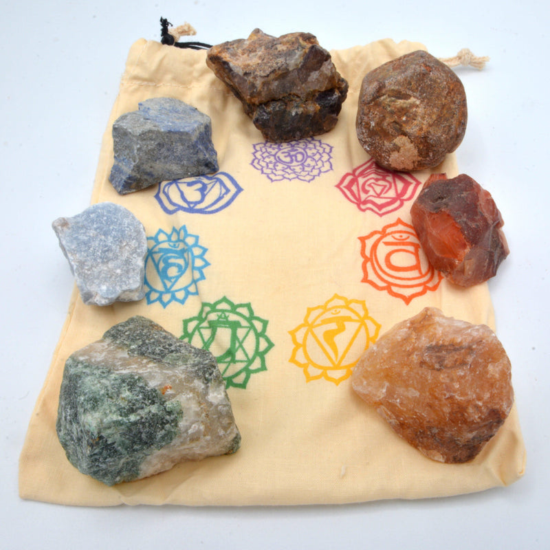 Rough Energizing Stone Chakras Kit w/Pouch-Rock Tumbling-Kheops-The Bat Witch Cavern