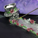 Crâne avec porte-encens roses et T-Lite / support votif - cônes / bâtons