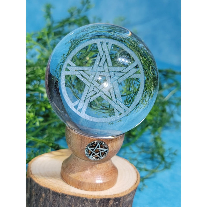Sphère - Pentacle gravé en verre