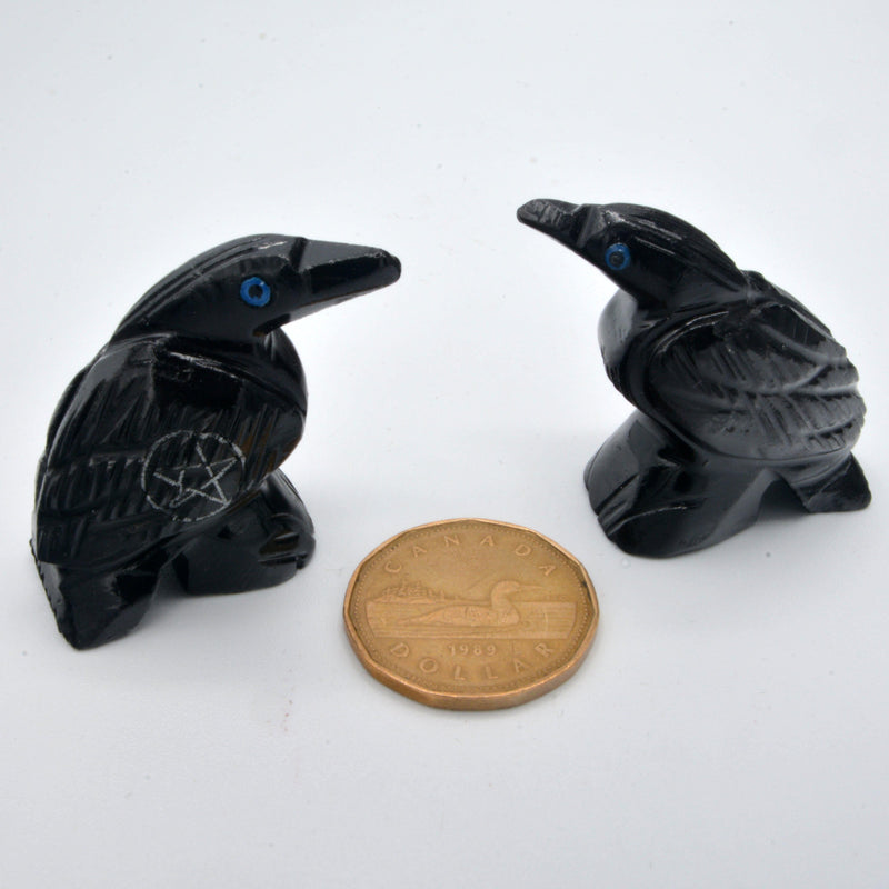 Raven 1.5" Black Onyx Figurine w/Pentacle-Home/Altar-Kheops-The Bat Witch Cavern