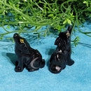 Figurine loup 1,5" en onyx noir avec lune