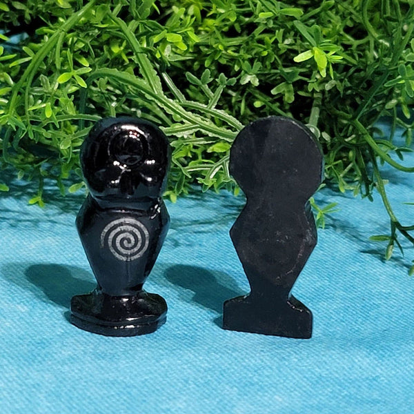 Figurine Déesse 1,5" en onyx noir avec spirale
