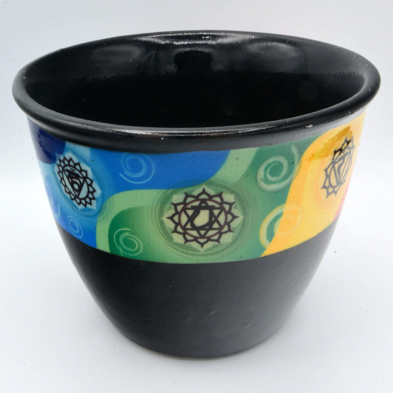 Smoke Cleansing Pot - Black Ceramic w/7 Chakras 5" x 4"-Scents/Oils/Herbs-Kheops-The Bat Witch Cavern