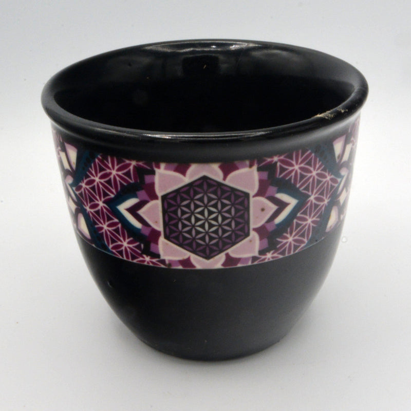 Smoke Cleansing Pot - Black Ceramic Flower of Life-Scents/Oils/Herbs-Kheops-The Bat Witch Cavern