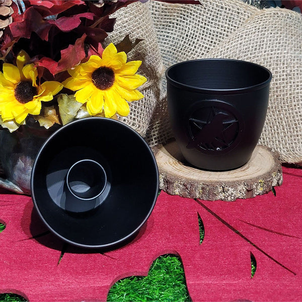 Smoke Cleansing Pot - Cast Iron  Raven & Pentacle 3.5" x 3"