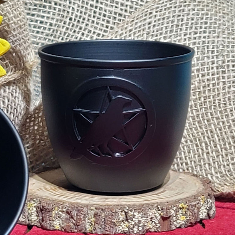 Pot de nettoyage de fumée - Corbeau et Pentacle en fonte 3,5" x 3"