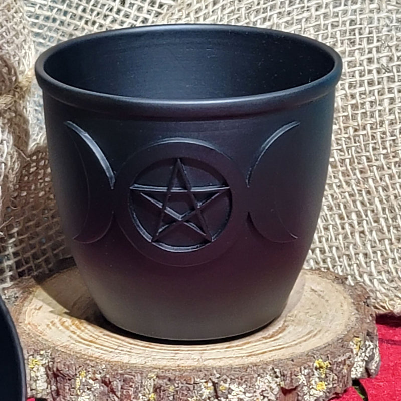 Smoke Cleansing Pot - Cast Iron Triple Moon 3.5" x 3"