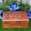 Boîte doublée de bois - Pentacle sculpté 5" x 7"