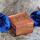 Wood Lined Box - Brass Inlay Triple Moon Goddess 2.5" x 2.5"