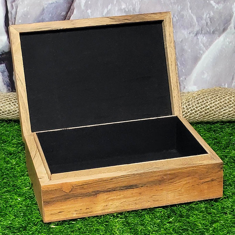 Boîte doublée de bois – Mains curatives avec incrustation d'améthyste 5" x 7"