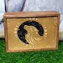 Boîte doublée de bois - Loup avec incrustation d'onyx noir 5" x 7"