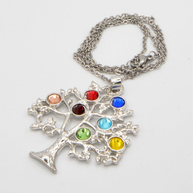 Necklace - Tree of Life with 7 Chakra Crystals-Jewellery-Kheops-The Bat Witch Cavern