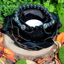 Bracelet - perles 8mm Grande Taille - Obsidienne &amp; Hématite avec Espaceurs Signe de Paix