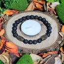 Bracelet - Perles de 8 mm Grande Taille - Pierre de lave avec espaceurs d'artefacts