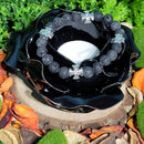 Bracelet - perles 8mm Grande Taille - Pierre de Lave avec Intercalaires Croix Templière