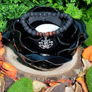 Bracelet - Perles 8mm - Lave Noire avec Charme Bouddha Lotus