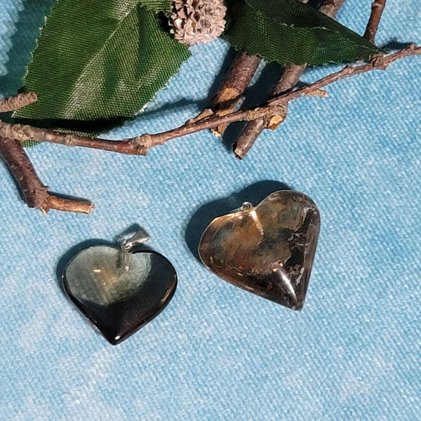 Pendentif coeur en quartz fumé - 1"
