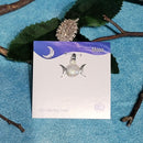 Sterling Silver Pendant - Triple Moon with Rainbow Moonstone 0.5"