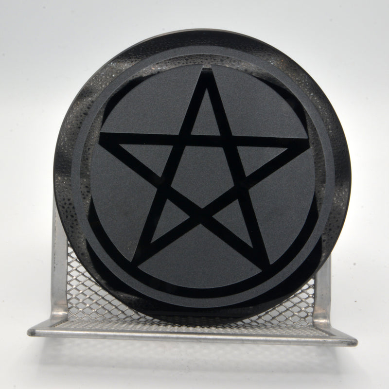 Obsidienne à grille de cristal - Pentacle 4" de diamètre