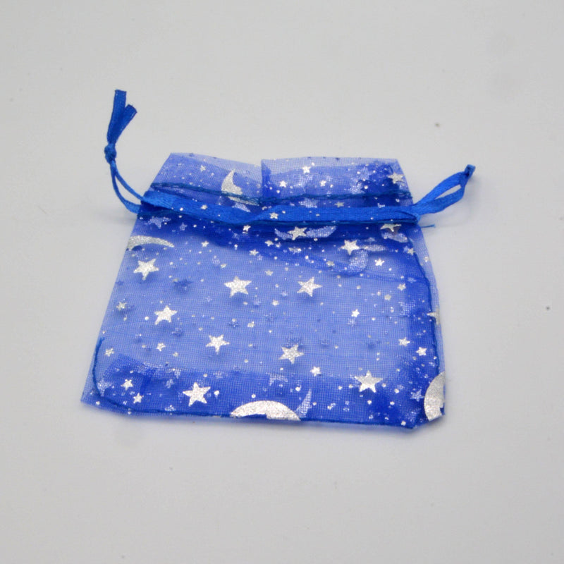 Organza Draw-String Bag w/stars - 3.5" x 4.5" (Multiple Colours)-Home/Altar-Kheops-Blue-The Bat Witch Cavern