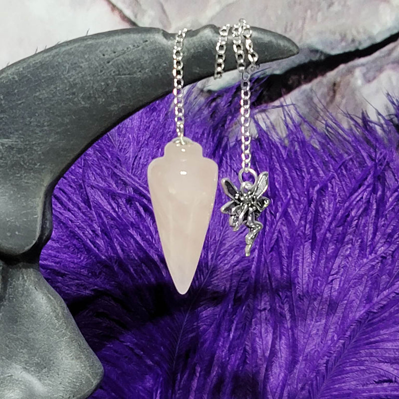 Pendulum - Gemstone - Rose Quartz with Fairy Charm