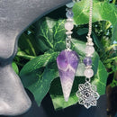 Pendulum - Gemstone - Chevron Amethyst with Lotus Charm