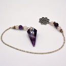 Pendulum - Gemstone - Chevron Amethyst with Lotus Charm-Crystals/Stones-Kheops-The Bat Witch Cavern