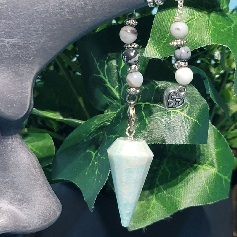 Pendulum - Gemstone - Amazonite with Heart charm