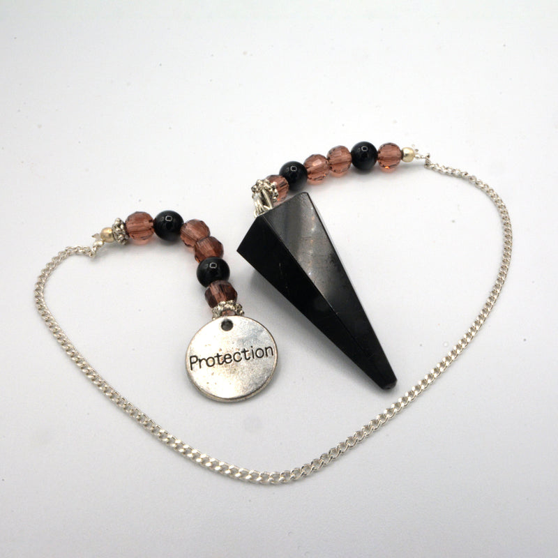 Pendulum - Gemstone - Black Tourmaline with Protection Charm-Crystals/Stones-Kheops-The Bat Witch Cavern