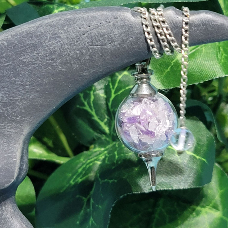 Pendulum - Glass Sephoroton with Crystal Chips and Amethyst