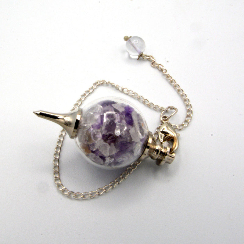 Pendulum - Glass Sephoroton with Crystal Chips and Amethyst-Crystals/Stones-Kheops-The Bat Witch Cavern