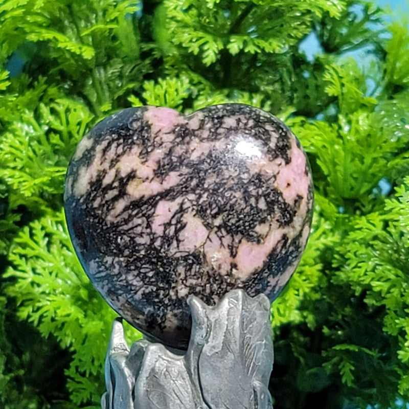 Puffy Heart Gemstone 1.5" - Rhodonite